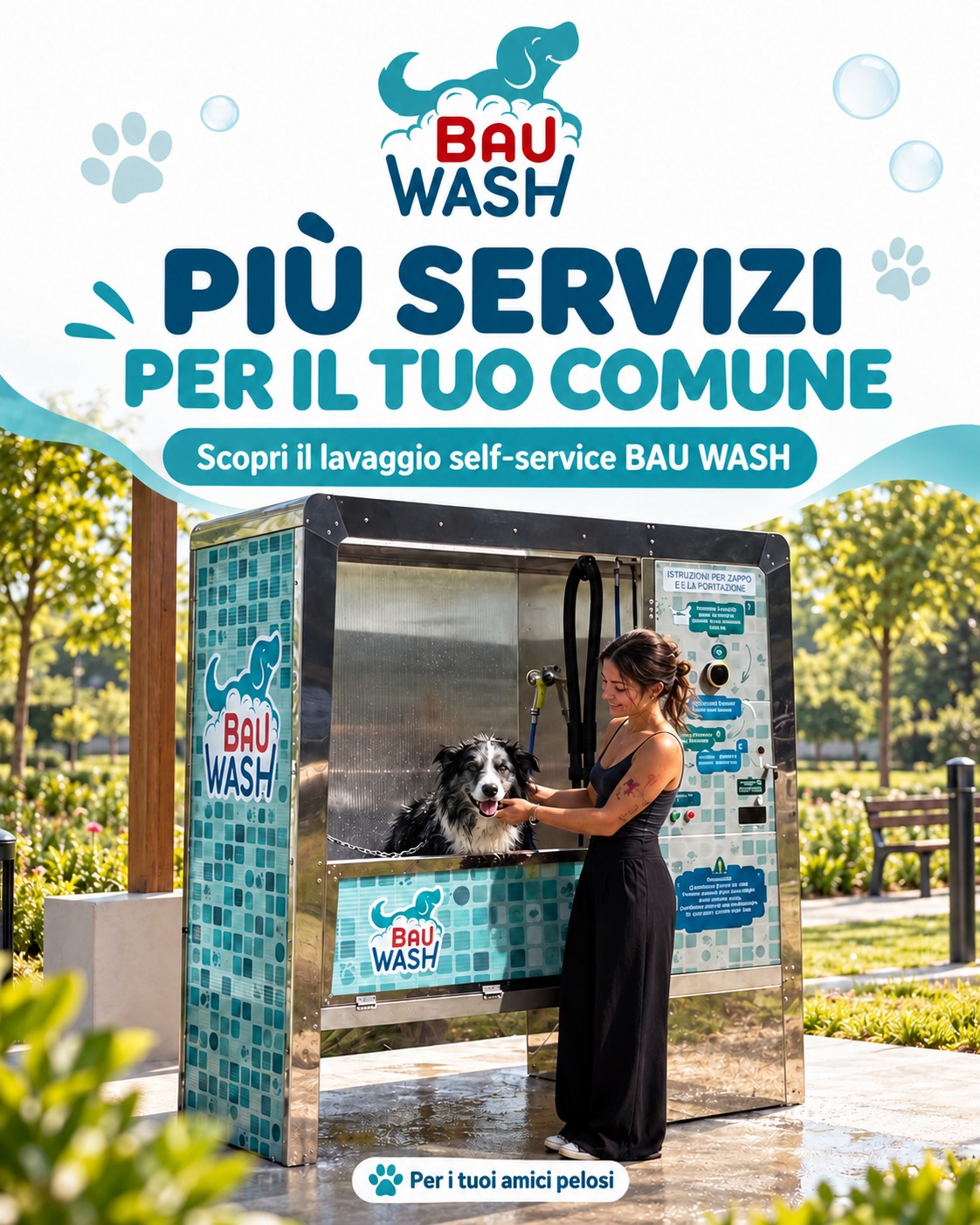 Bauwash: più servizi per il tuo Comune. Lavaggio self-service per cani.